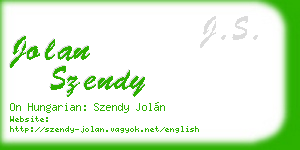 jolan szendy business card